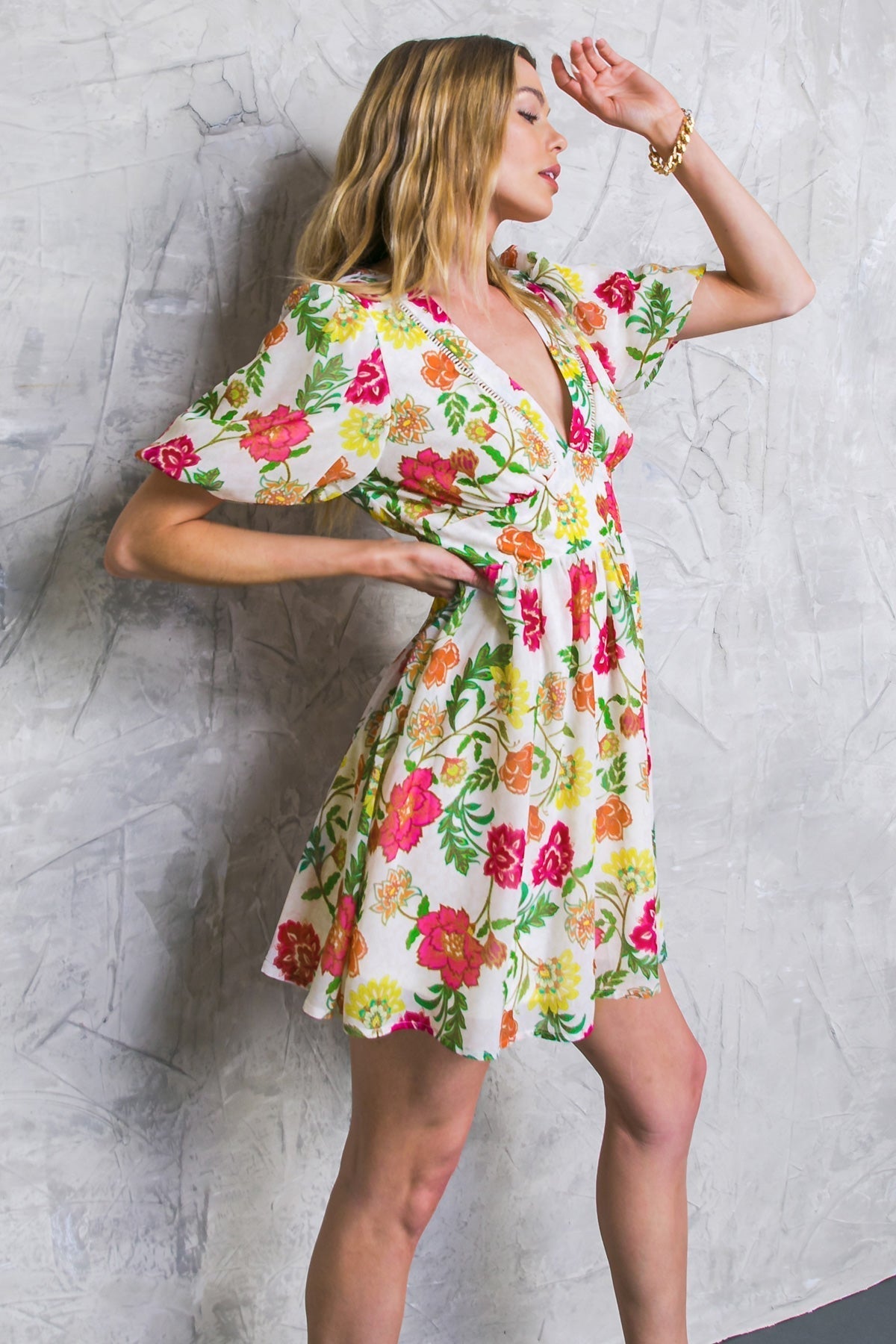 FREE ME TODAY FLORAL WOVEN MINI DRESS Flying Tomato